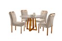 Ver imagem 2 de Conjunto Sala de Jantar 4 Lugares Mesa Redonda 1,0m e 4 Cadeiras Bege Areia