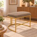 Ver imagem 2 de Puf Poltrona Lua Premium Base Metal Dourada Boucle Capuccino