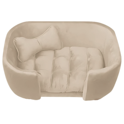 Cama para Cachorro Pet Sofá Gato Pé Palito Caminha Confortável com Almofada Veludo Azul Bege - 2