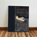 Ver imagem 4 de Kit 3 Quadro Decorativo Rock Guitarra Dourada Violão Música 28x20cm