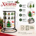 Ver imagem 3 de Kit 2 Xícaras de Chá c/ Suporte Estampa Natal Pinheiros Porcelana 200ml Empilháveis