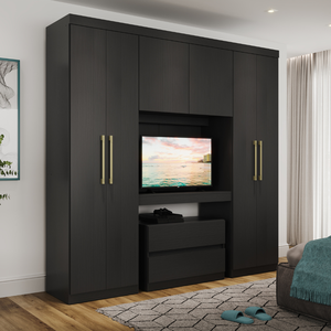 Guarda Roupa Casal 6 Portas 2 Gavetas Porto Carraro Preto