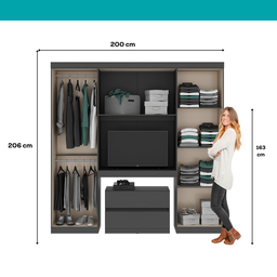 Guarda Roupa Casal 6 Portas 2 Gavetas Porto Carraro Preto - 9 Guarda Roupa Casal 6 Portas 2 Gavetas Porto Carraro Preto - 9