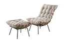 Ver imagem 1 de Kit Poltrona + Puff Costela Luxo para Sala Decorativa Quarto