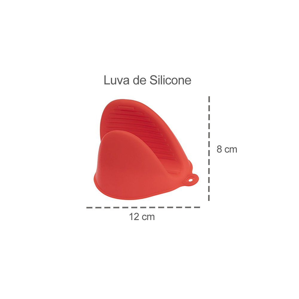 Luva de Cozinha Pegador Silicone Vermelho Forno 2un - 3