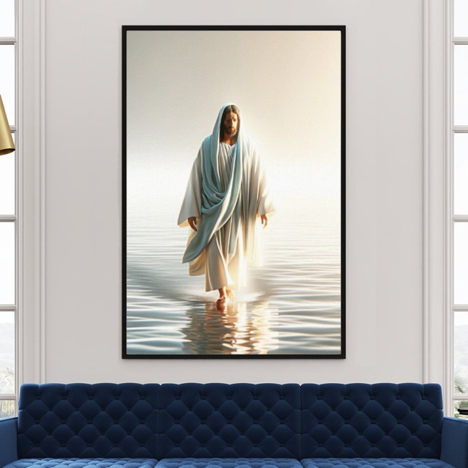 Quadro Decorativo 1 Tela Religioso Jesus Caminhando sobre As Águas - 1