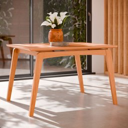 Mesa de Jantar Ravi Nature Base de Madeira Maciça e Mdf 120x90cm - 2