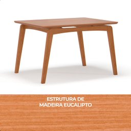 Mesa de Jantar Ravi Nature Base de Madeira Maciça e Mdf 120x90cm - 6