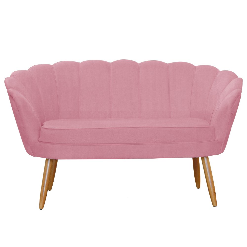 Kit Pétala Namoradeira e 2 Poltronas Decorativa Pés Palito Suede Rosa Barbie - DL Decor - 2