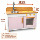 Ver imagem 5 de Fogão Cozinha Infantil de Madeira Brinquedo Educativo Resistente Estilo Montessori Rosa