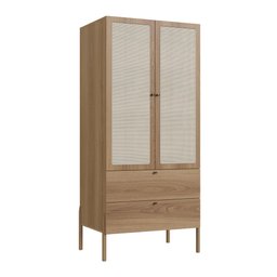 Guarda Roupas 2 Portas 2 Gavetas Palhinha Pé Madeira Oslo Artesano | Hanover - 5