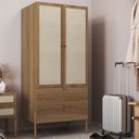 Ver imagem 1 de Guarda Roupas 2 Portas 2 Gavetas Palhinha Pé Madeira Oslo Artesano | Hanover