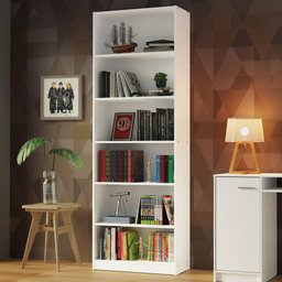 Estante Livreiro Madesa 6908 com 6 Nichos Branco Cor:Branco - 1