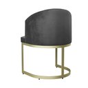 Ver imagem 1 de Cadeira Poltrona Aco Carbono Base Dourada Light Estofada Arkadina Curvo Suede Cinza