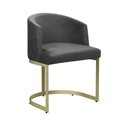 Ver imagem 2 de Cadeira Poltrona Aco Carbono Base Dourada Light Estofada Arkadina Curvo Suede Cinza