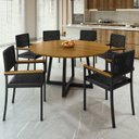 Ver imagem 1 de Conjunto Sala de Jantar Mesa Redonda 6 Cadeiras com Braço MDF Coliseu Preto