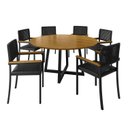Ver imagem 2 de Conjunto Sala de Jantar Mesa Redonda 6 Cadeiras com Braço MDF Coliseu Preto