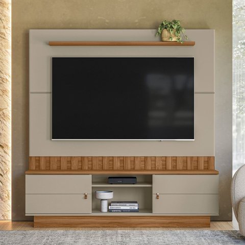 Estante Painel Home para Tv 70" Florianópolis Grigio Fosco/amêndoa- Mabe Magazine