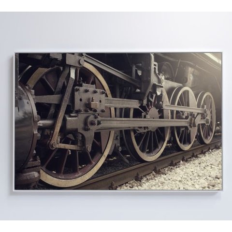 Quadro Rodas Trem Clássico - 120x80 Cm - Tecido Canvas