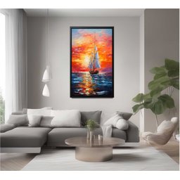 Quadro Decorativo Abstrato Canvas Moldura Filete Barco Navio Salas Gg - 2