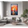 Quadro Decorativo Abstrato Canvas Moldura Filete Barco Navio Salas Gg - 2