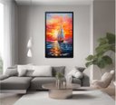 Ver imagem 2 de Quadro Decorativo Abstrato Canvas Moldura Filete Barco Navio Salas Gg