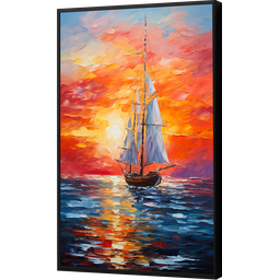 Quadro Decorativo Abstrato Canvas Moldura Filete Barco Navio Salas Gg - 1