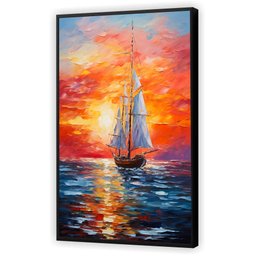 Quadro Decorativo Abstrato Canvas Moldura Filete Barco Navio Salas Gg - 5