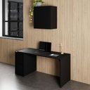 Ver imagem 1 de Mesa Escrivaninha 1,5m C/ Balcão e Armário Aéreo 2 Portas F5 Cor:preto