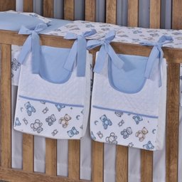 Enxoval de Bebe Kit de Berço Americano Cortina Algodão Menino Menina 9 Peças:urso Azul - 5