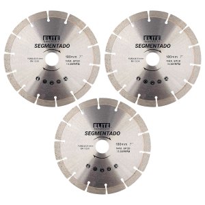 Elite - Kit 3 Discos Diamantado Segmentado 180mm 7 Polegadas