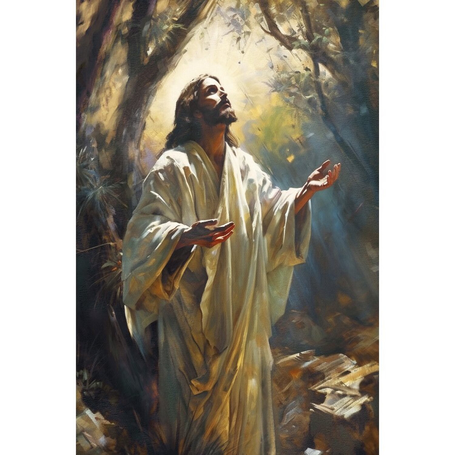 Quadro Decorativo 1 Tela Pintura Religiosa Jesus e o Céu Diversos Tamanhos - 2