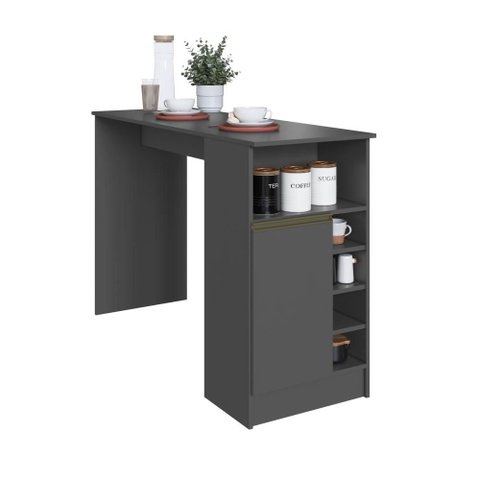 Bancada Balcão/Mesa Ilha de Cozinha Gourmet com Adega e 1 Porta 140cm Atenas Fidelitá Chumbo