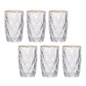 Jogo 6 Copos de Vidro Diamante Diamond Transparente com Borda Dourada 400ml em Casa Tem - 1