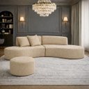 Ver imagem 1 de Sofá Virginia 250cm Luxo Sala Salão 3 Lugares Bouclé:Cappuccino/Liso