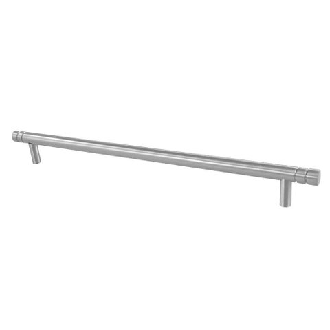 Puxador Barra Acetinado com Friso Externo Alumínio 0210 Pauma 352 Mm
