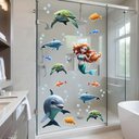 Ver imagem 6 de Adesivo Box de Banheiro Infantil Sereia Golfinhos Tartarugas