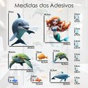 Ver imagem 5 de Adesivo Box de Banheiro Infantil Sereia Golfinhos Tartarugas