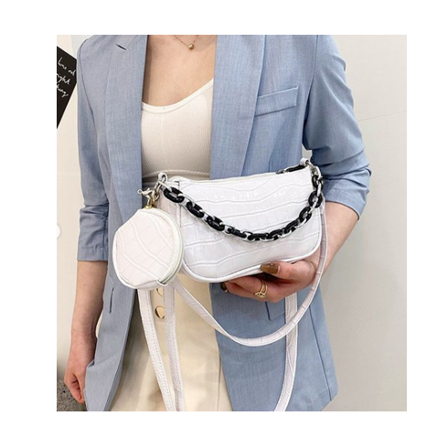 Bolsa Baguete Verniz de Ombro Transversal Feminina Premium - Branco - 1