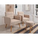 Ver imagem 1 de Kit 02 Poltronas Luxo Decorativas Nina E Puff Suede Bege