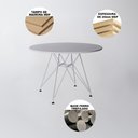 Ver imagem 5 de Sala De Jantar Mesa Redonda Branca 90Cm Base De Ferro Branco Com 4 Cadeiras Pretas Cor: Preto