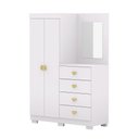 Ver imagem 1 de Cômoda Roupeiro Cristal com Espelho para Quarto - Branco/Camarim Flex Vila Rica