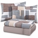 Ver imagem 1 de Jogo de Cama Lençol Queen Malha Soft 100% Algodão Fio Penteado Estampado Toque Macio 4 Peças Geométr