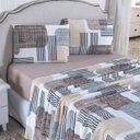 Ver imagem 2 de Jogo de Cama Lençol Queen Malha Soft 100% Algodão Fio Penteado Estampado Toque Macio 4 Peças Geométr