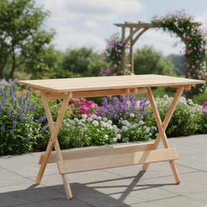 Mesa Dobrável 120x77cm em Eucalipto sem Pintura