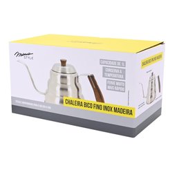 Chaleira Bico Fino 1 Litro Inox Cabo Madeira Mimo Style - 6