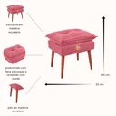Ver imagem 3 de Puff Banqueta para Descanso Penteadeira em Suede Rose
