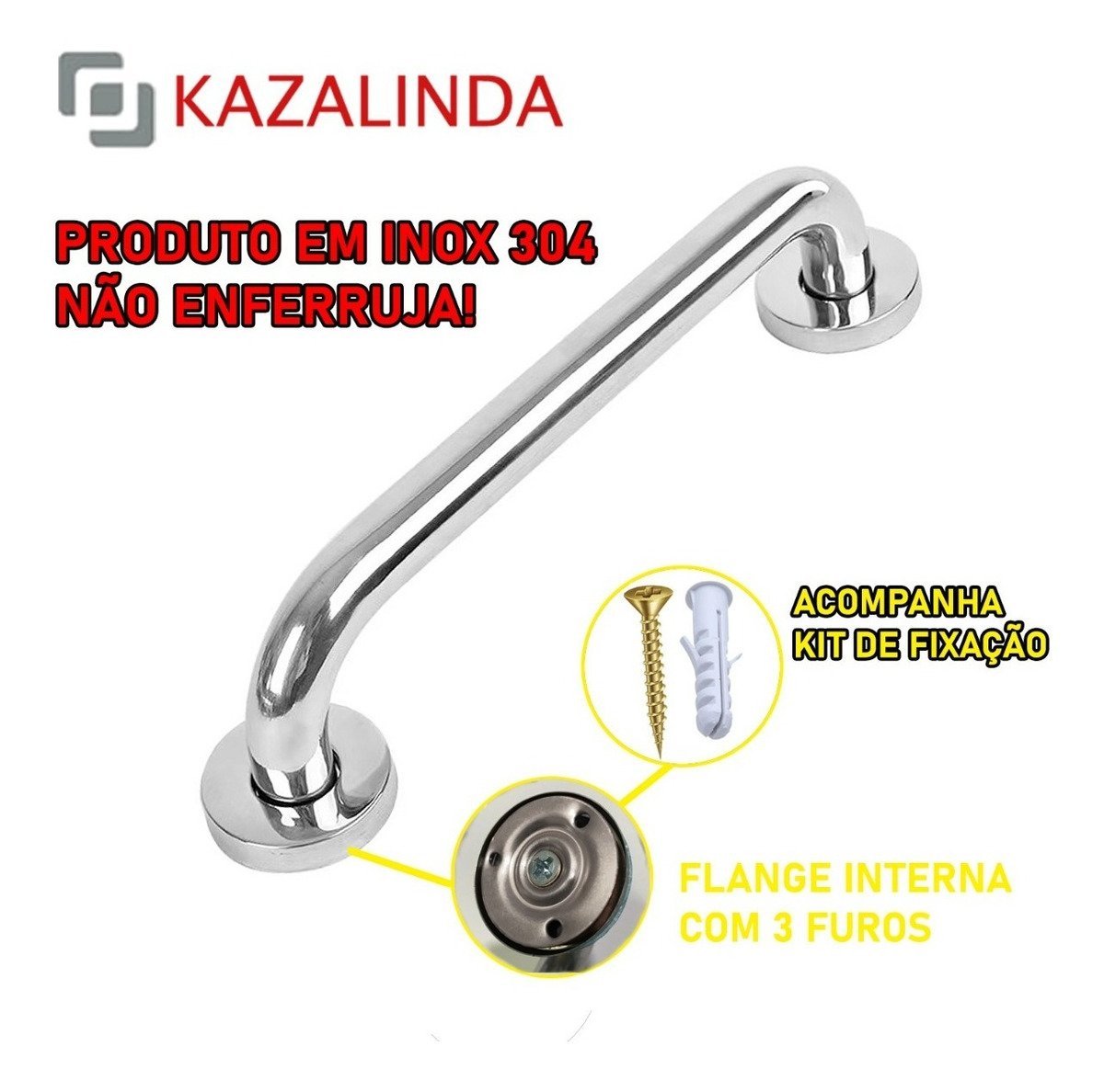 Alça Suporte Deficiente Idoso Barra Apoio Inox Banheiro 30cm - 3