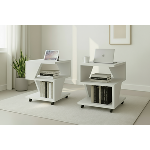 Kit com 2 Mesa de Cabeceira Spin para Quarto Casal Poquema