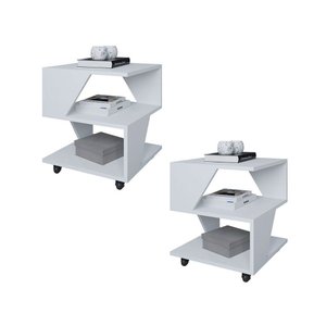 Kit com 2 Mesa de Cabeceira Spin para Quarto Casal Poquema
